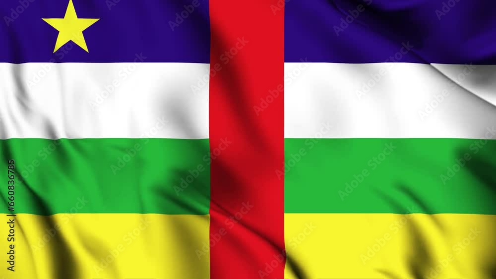 Central African Republic waving flag 4K animation video. Central African Republic waving flag seamless looping animation Central African Republic waving flag 4K animation video. Central African Republic waving flag seamless looping animation