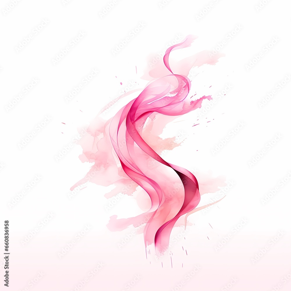 Fototapeta premium Abstract pink smoke on a white background. Awareness ribbon