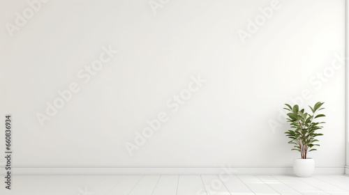 interior blank white wall with no decor - Generative AI