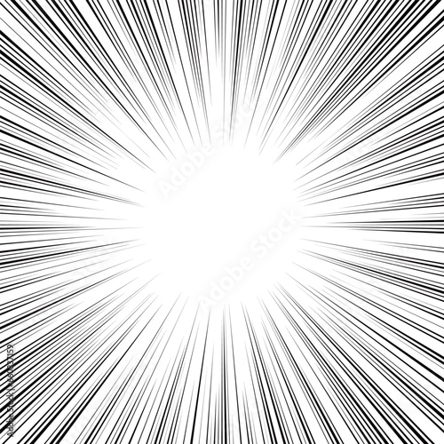 背景素材 注目集中線 白黒モノトーン コミック漫画表現 透過