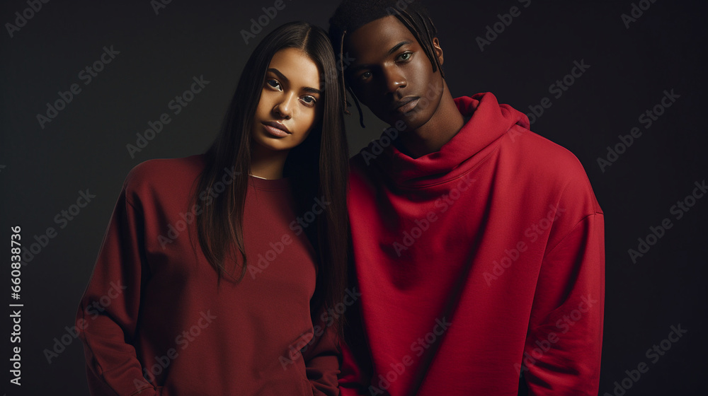 Streetwear shot. editorial. men and women models - Generative AI