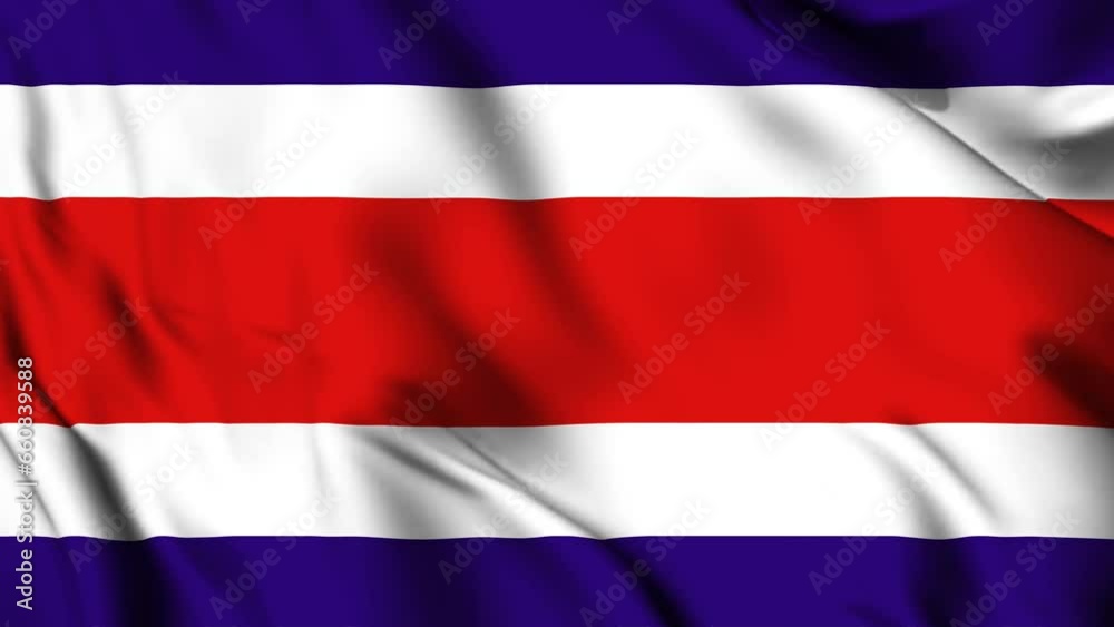 Costa Rica waving flag 4K animation video. Costa Rica waving flag seamless looping animation Costa Rica waving flag 4K animation video. Costa Rica waving flag seamless looping animation