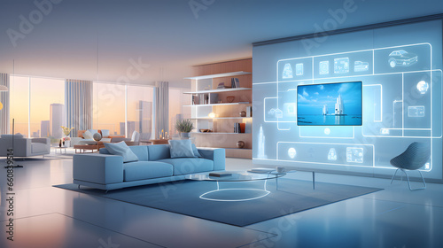 smart home with modern artificial intelligence technology. wireless system based on wifi © FutureStock