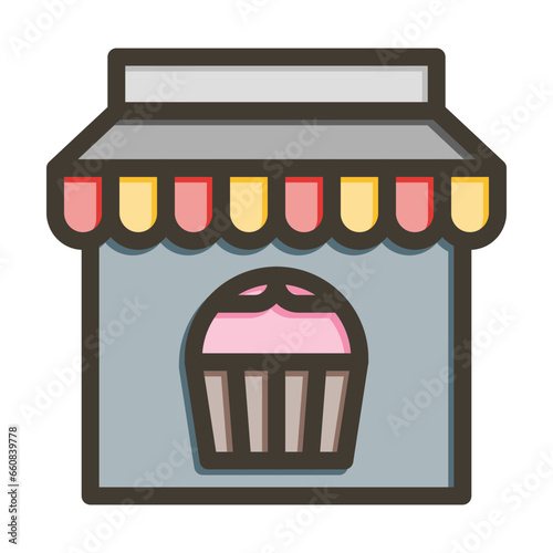 Bakery Vector Thick Line Filled Colors Icon Design