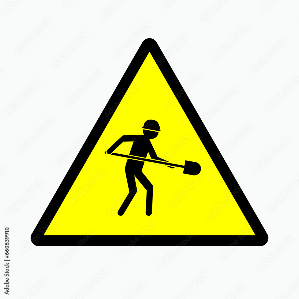 Under Construction Sign Board - Warning Emblem or Sticker, Attention Symbol Vector. Man at Work Icon. Under Construction Sign Board - Warning Emblem or Sticker, Attention Symbol Vector. Man at Work Icon.