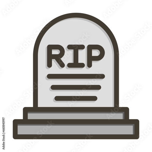 Grave Vector Thick Line Filled Colors Icon Design