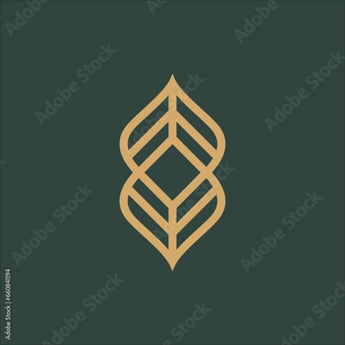 line art leaf infinity logo vector
