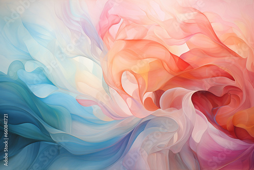 Abstract swirls of soft colors that seem to flow and intertwine, embodying the concept of interconnected spiritual energies. photo
