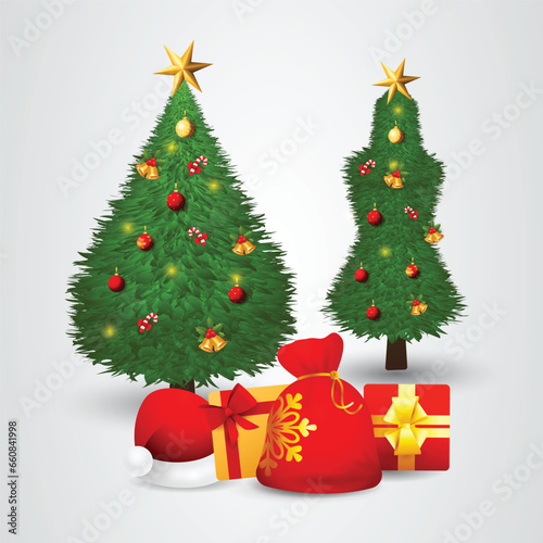 christmas tree with gifts and decorations