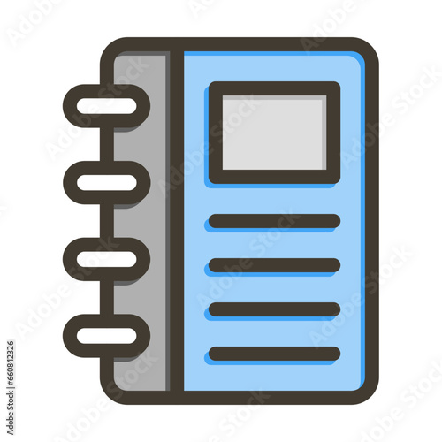 Diary Vector Thick Line Filled Colors Icon Design