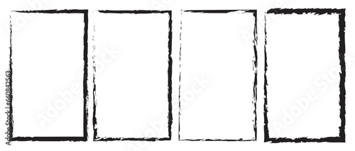 Chalk graphic elements. Grunge photo frames. Set of borders in grunge style. Vector set of hand drawn chalk frames, arrows, oval, grunge line, rectangle, strokes, stripes. 