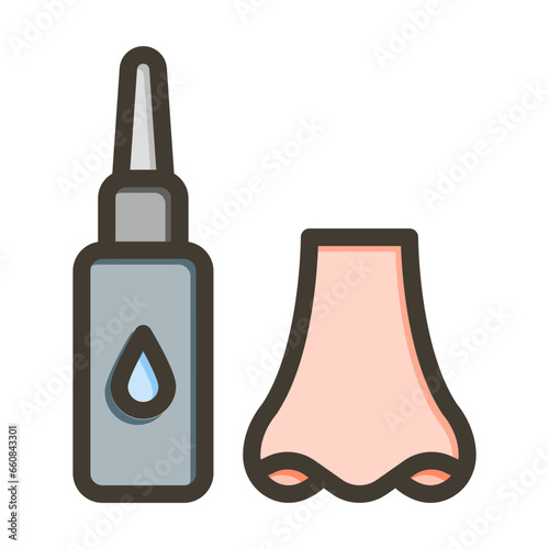 Nasal Vector Thick Line Filled Colors Icon Design