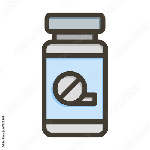 Aspirin Vector Thick Line Filled Colors Icon Design