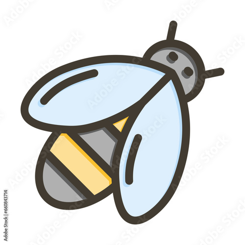 Bee Vector Thick Line Filled Colors Icon Design