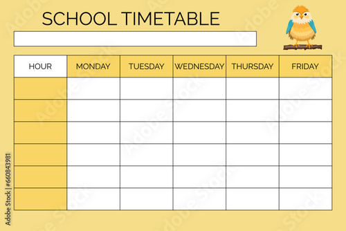 simple vector illustration example school timatable