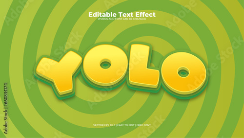 Green and yellow yolo 3d editable text effect - font style