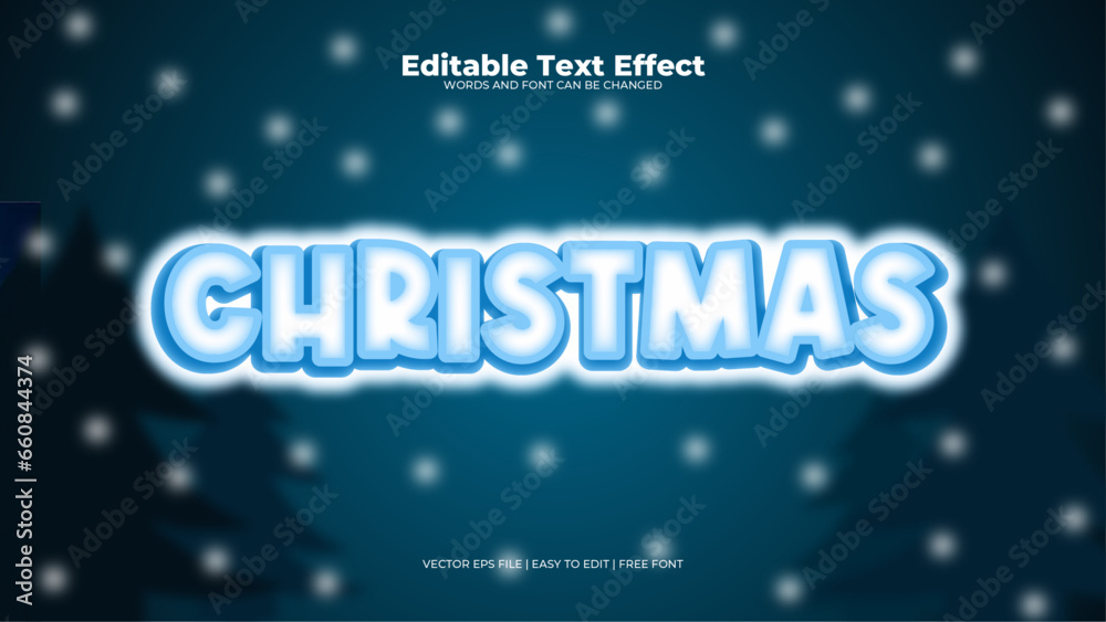 Blue christmas 3d editable text effect - font style