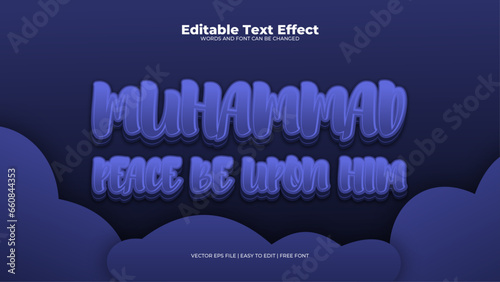 Blue and purple violet muhammad peace be upon him 3d editable text effect - font style