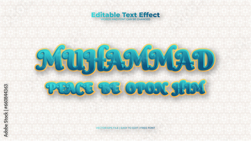 White and green muhammad peace be upon him 3d editable text effect - font style