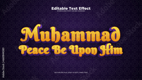 Gold and purple violet muhammad peace be upon him 3d editable text effect - font style