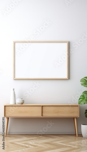 Minimalist Frame and Wooden Console with Silhouette Lighting © LONG