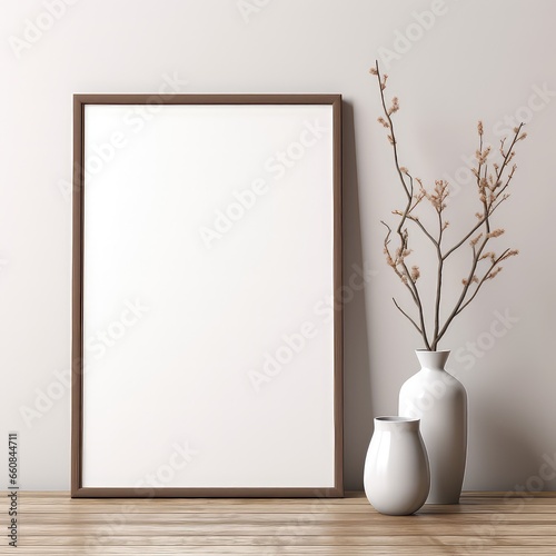 Blank Poster Frame and Empty Vase