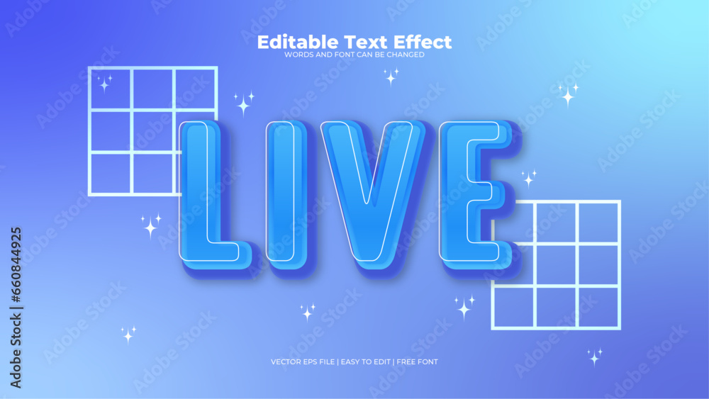 Blue live 3d editable text effect - font style