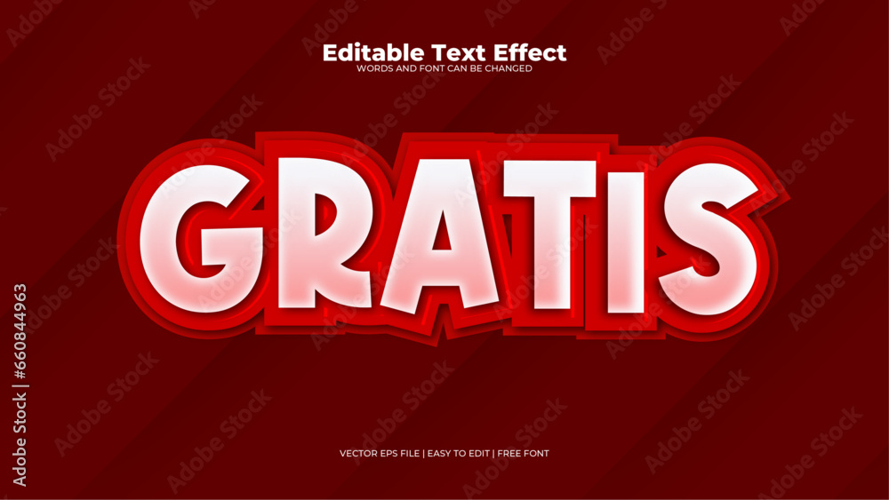 Red gratis 3d editable text effect - font style