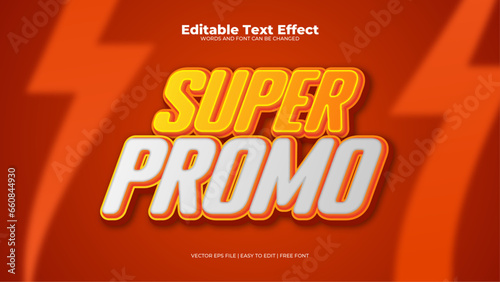Red yellow and grey gray super promo 3d editable text effect - font style