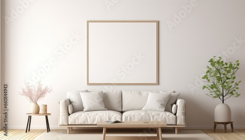  Minimalist Living Room Artist's Frame on Beige Rug