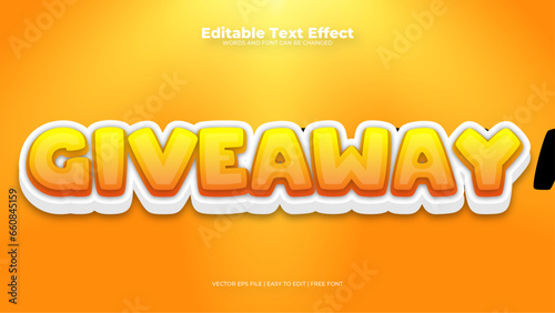 Orange and white giveaway 3d editable text effect - font style