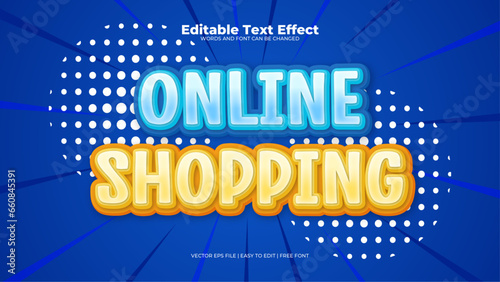 Bue and yellow online shopping 3d editable text effect - font style