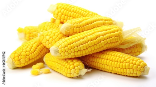 A pile of corn on a white surface