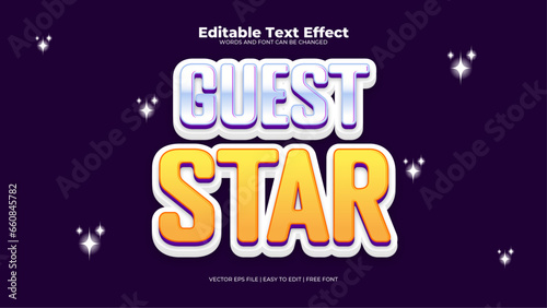 Black white and yellow guest star 3d editable text effect - font style