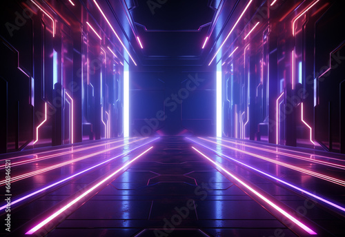Neon illuminated futuristic backdrop realistic image  ultra hd  high design very detailed