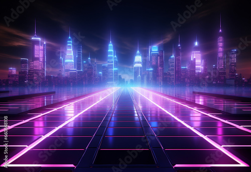 Neon illuminated futuristic backdrop realistic image, ultra hd, high design very detailed