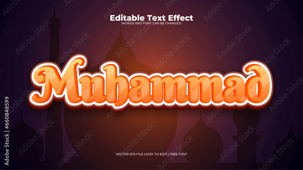Red and orange muhammad 3d editable text effect - font style