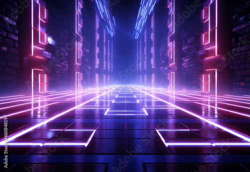 Wallpaper Mural Neon illuminated futuristic backdrop realistic image, ultra hd, high design very detailed Torontodigital.ca