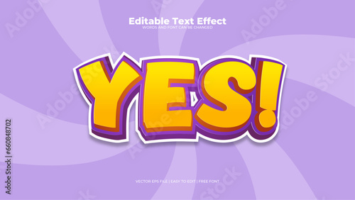 Purple violet and yellow yes 3d editable text effect - font style