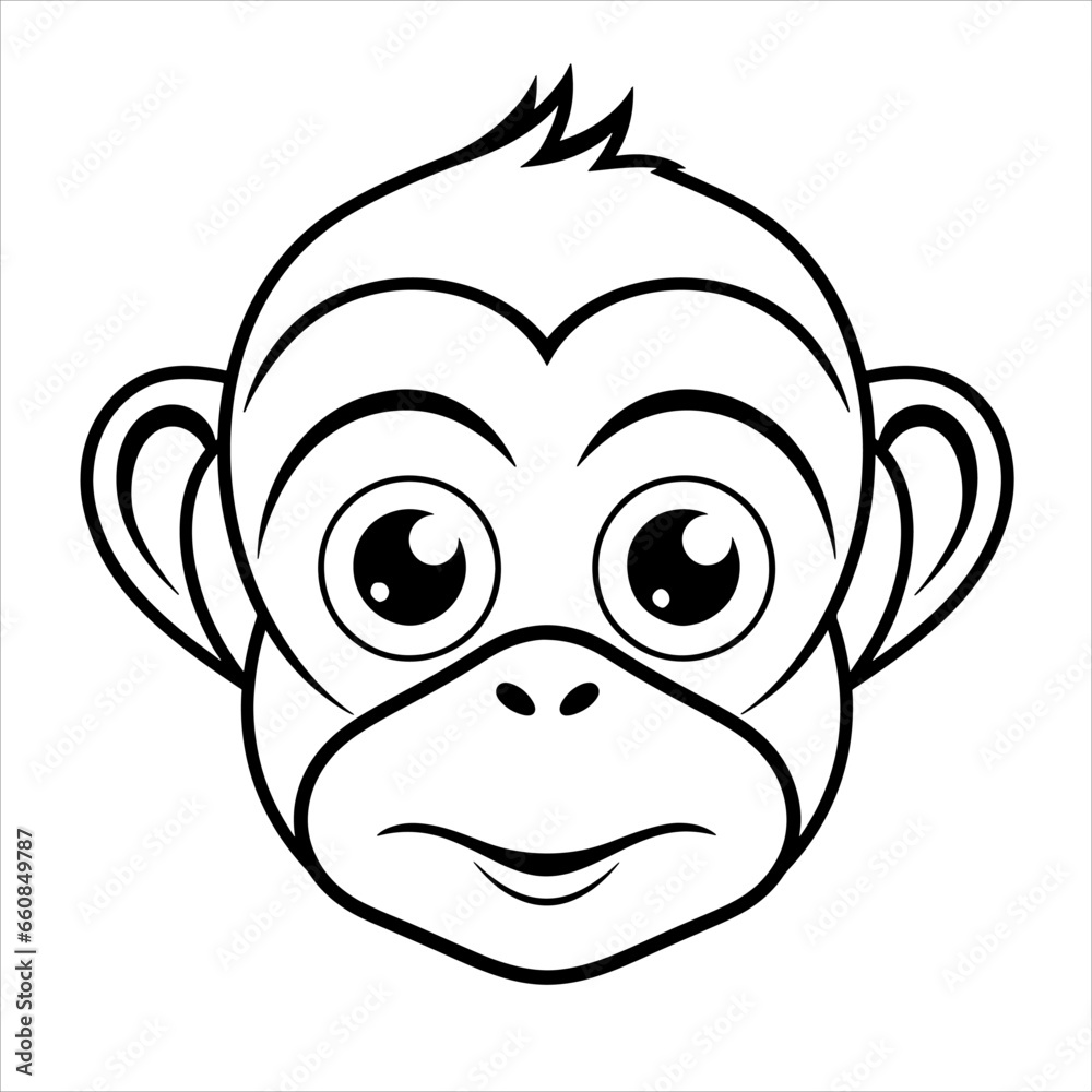 Cute funny monkey for coloring. Vector template for a coloring book with funny animals. Colouring page for kids.	