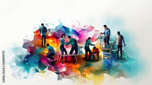 Abstract people helping each other in their work photo