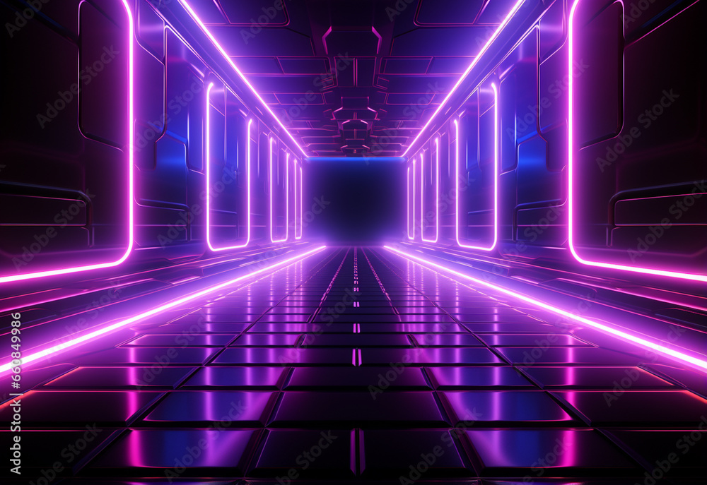 Fototapeta premium Neon illuminated futuristic backdrop realistic image, ultra hd, high design very detailed