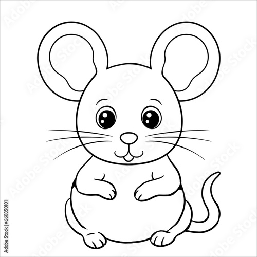 Cute funny mouse for coloring. Vector template for a coloring book with funny animals. Colouring page for kids.	