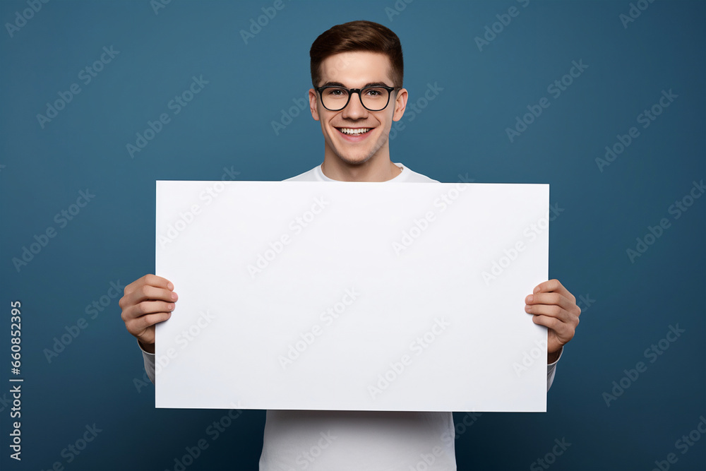 a young guy with an empty sign a young guy with an empty sign