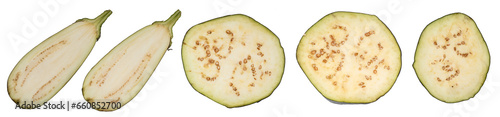 Sliced eggplant or aubergine vegetable collection isolated on transparent  background 