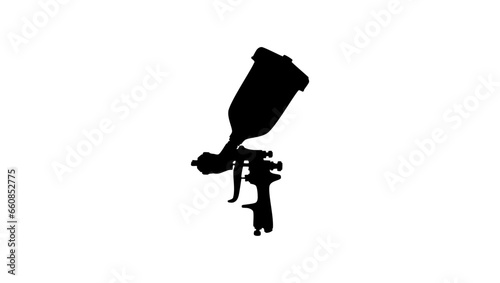 Automotive Paint Spray Gun, black isolated silhouette