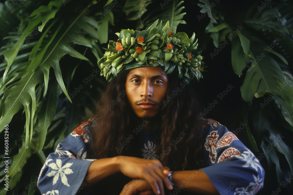 hawaiian guy - obrazy, fototapety, plakaty 