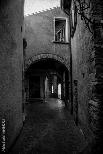 Rustic Village Vico Morcote in a Sunny Day in Vico Morcote in Ticino  Switzerland.