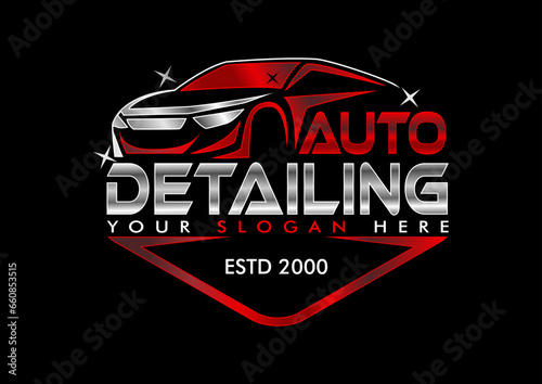 car detailing logo, sticker illustration vector graphic modern design template 
