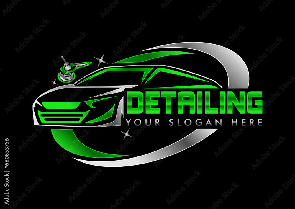 car detailing logo, sticker illustration vector graphic modern design template  - obrazy, fototapety, plakaty 